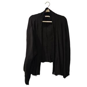 Daughters of India‎ Gauze Cotton Kimono XS/Small Black Bell Sleeve Boho Distress